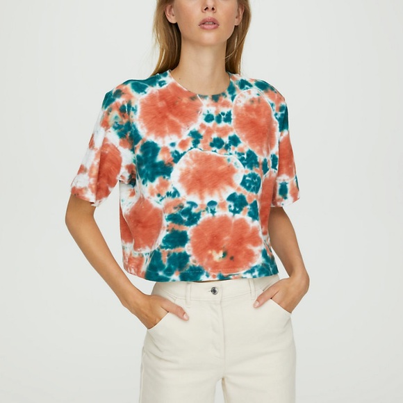 Aritzia Wilfred Free Cotton Tie Dye Cropped Tee